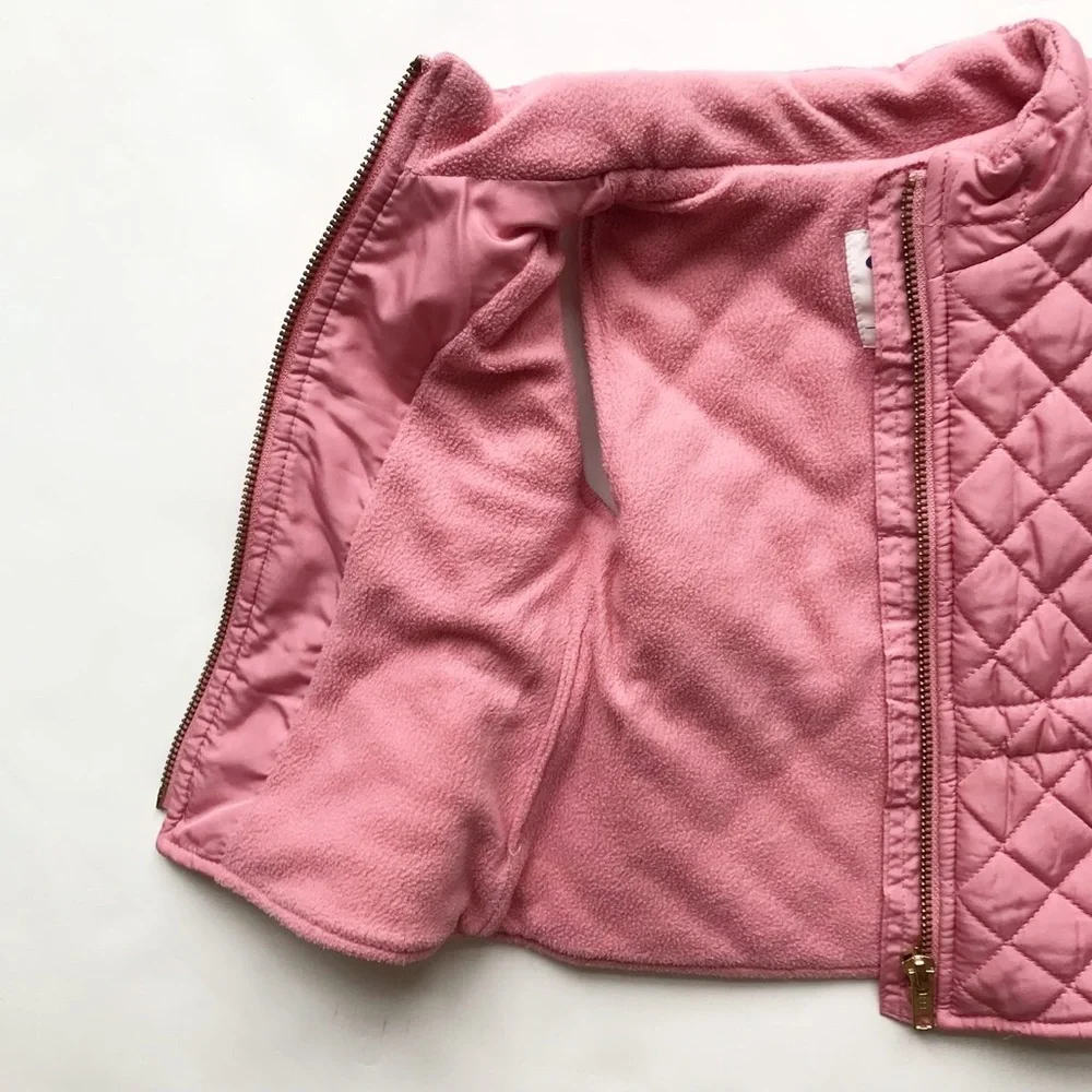 Old Navy pink fleece lined quilt stitched vest EUC 12-18 months